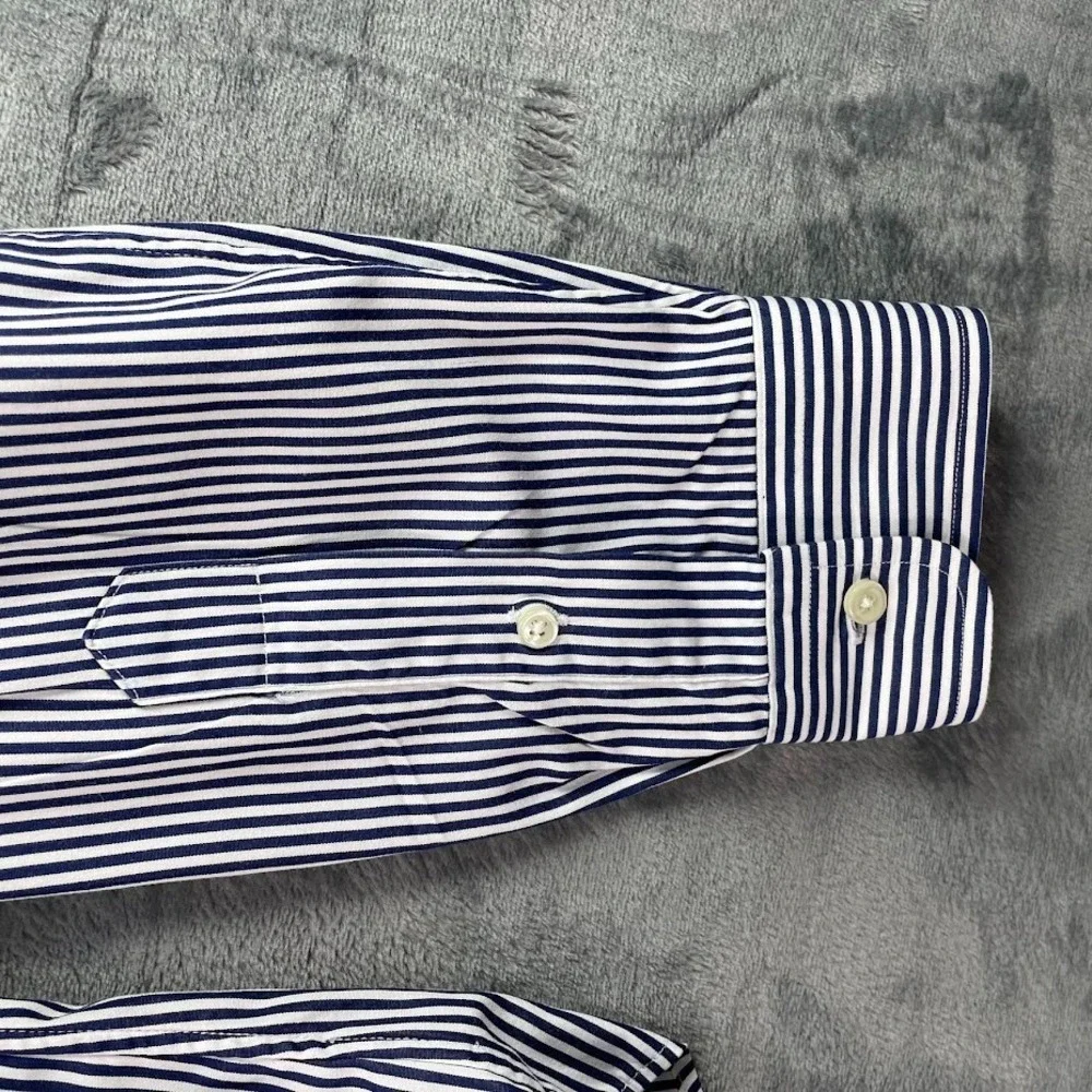 Polo Ralph Lauren Slim Fit Button Down Shirt Mens M Blue Striped Flesh Pony